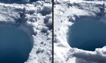 Tiefes Loch im Eis