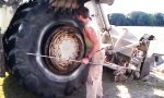 1 Tonne schweren Reifen mit Feuer aufziehen